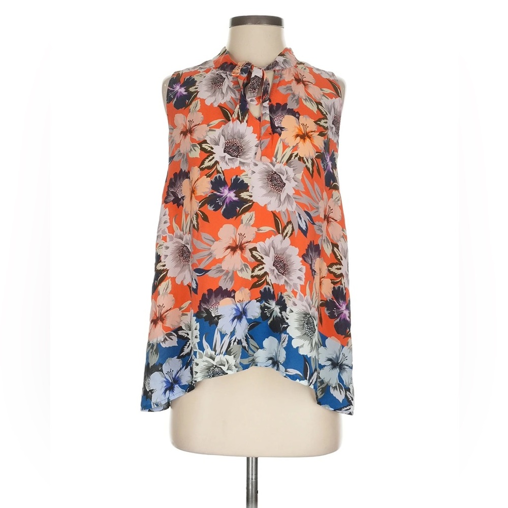 Johnny Was Jade Silk ILeana Sleeveless V-neck Tie Medium